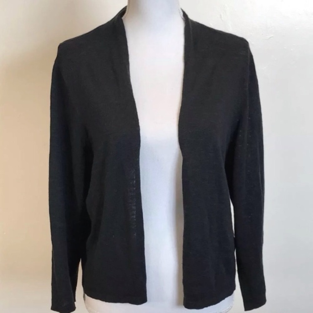 Eileen Fisher black linen cardigan